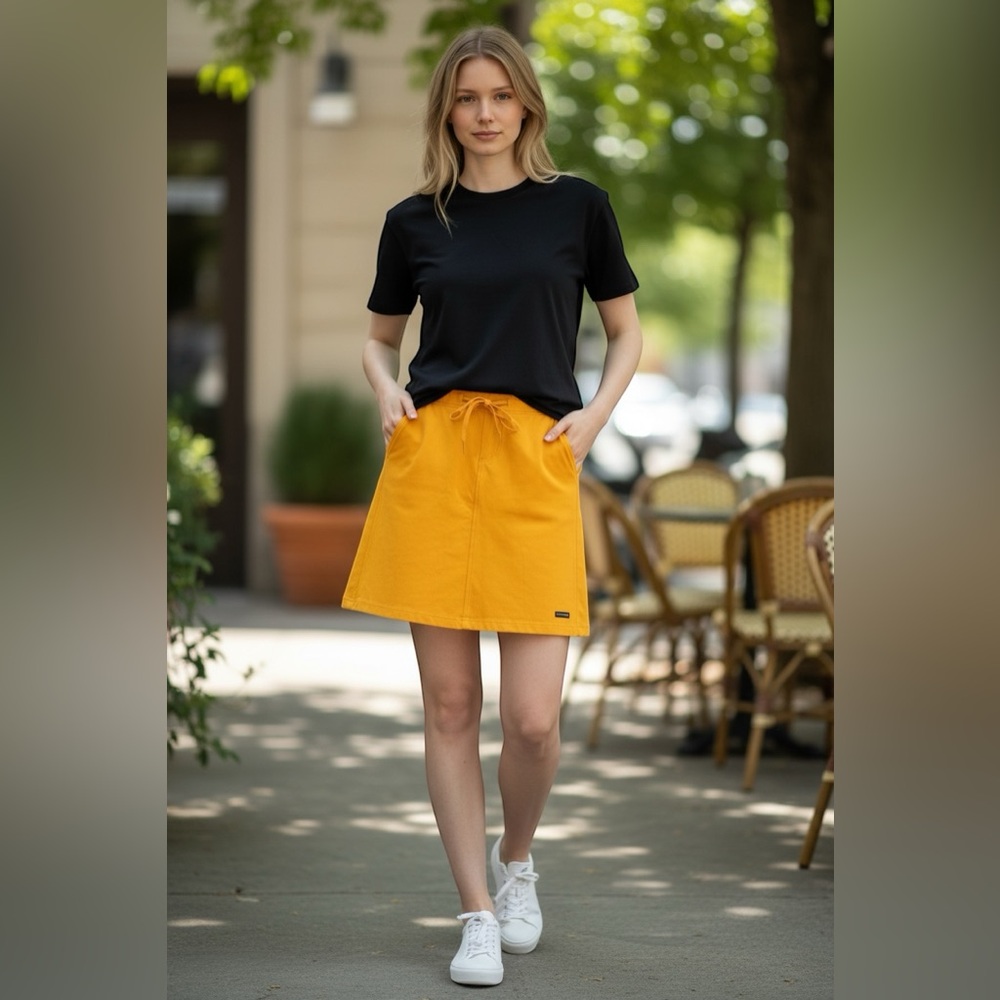 Athleta Bright Yellow A Line Zippered Active Skater Skirt Athletic Wear Size XS